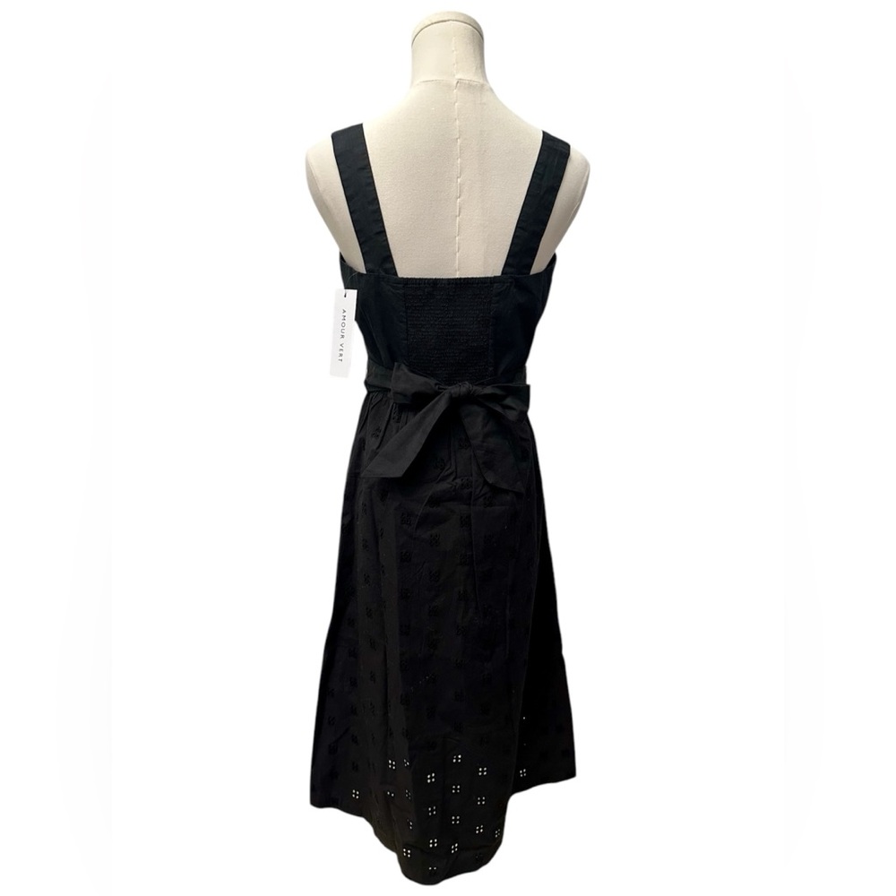 AMOUR VERT Irene Organic Cotton Eyelet Midi Dress Black Women Size XS NWT - Picture 9 of 16
